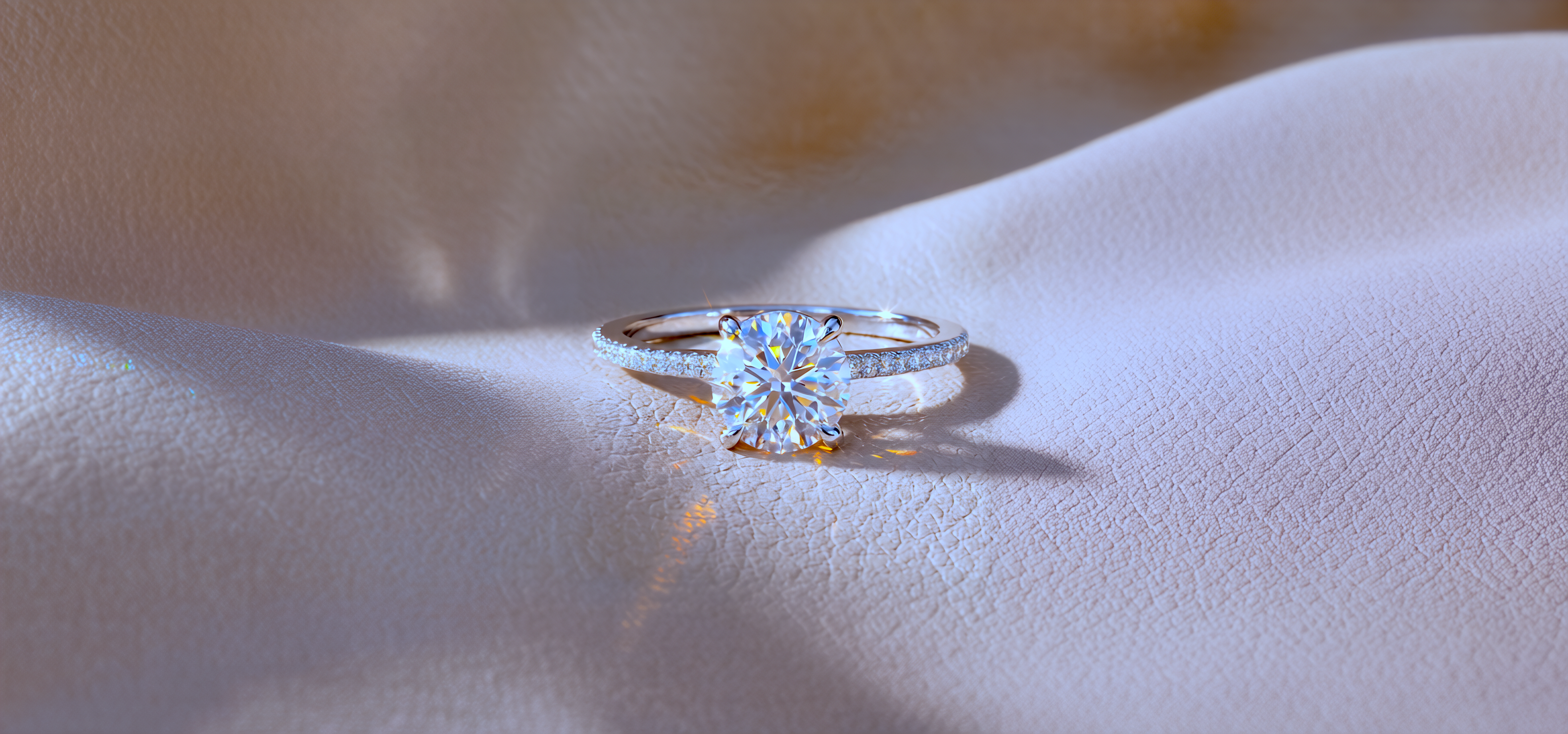 Diamond engagement ring macro detail